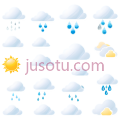 雨滴,雪花,云朵,太阳,卡通,黄色PNG
