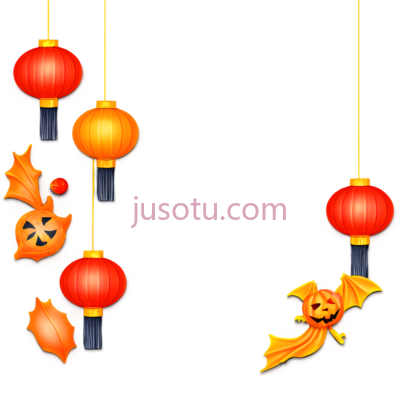 灯笼,蝙蝠,中国风,卡通,黄色, PNG
