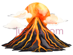 火山,云朵,金色,橙色PNG