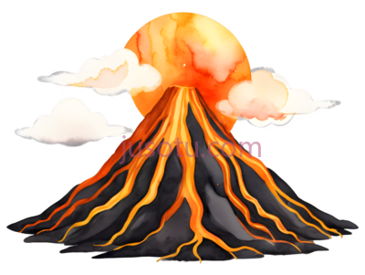 火山,云朵,金色,橙色, PNG