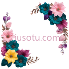 花朵,插画,黄色,粉色,紫色,蓝色PNG