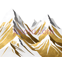 山峰,插画,白色,金色PNG