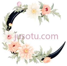 花环,水彩画,白色,粉色,橙色PNG