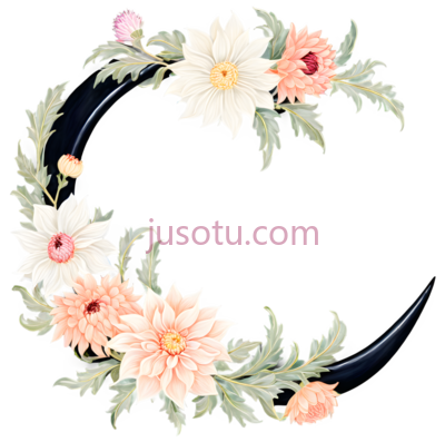 花环,水彩画,白色,粉色,橙色, PNG