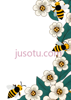 蜜蜂,花朵,卡通,黄色,黑色,白色PNG