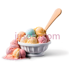 冰淇淋,卡通,粉色,黄色,蓝色PNG