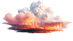 云,卡通,白色,橙色PNG