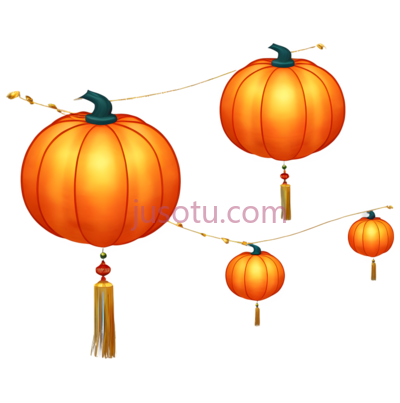灯笼,中式,橙色, PNG