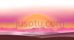 日落,插画,橙色,粉色PNG