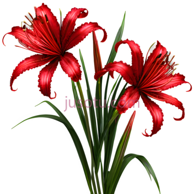 百合花,插画,红色, PNG