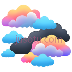 云朵,卡通,黄色,橙色,蓝色,紫色PNG