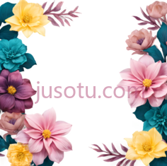 花朵,插画,黄色,粉色,紫色PNG