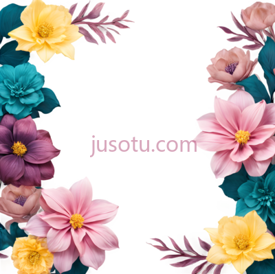 花朵,插画,黄色,粉色,紫色, PNG