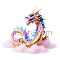 龙,卡通,金色,蓝色,紫色PNG