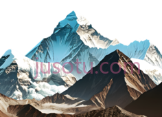 珠穆朗玛峰,插画,蓝色,棕色PNG