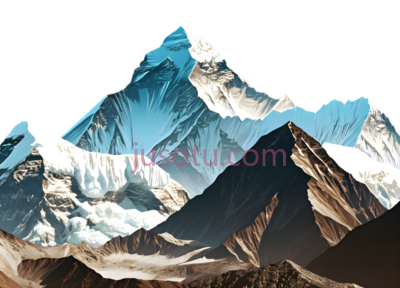 珠穆朗玛峰,插画,蓝色,棕色, PNG