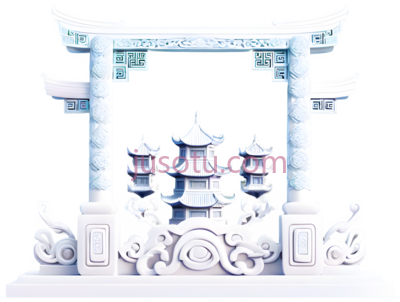 牌坊,中式建筑,白色, PNG