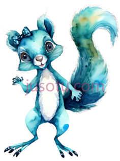 松鼠,卡通,蓝色PNG