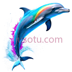 彩虹色海豚,跳跃PNG