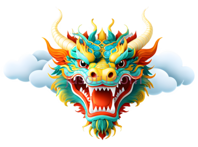 龙,卡通,蓝色,黄色,红色, PNG