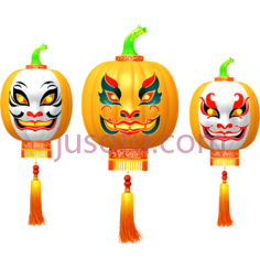 灯笼,京剧脸谱,南瓜灯,红色PNG
