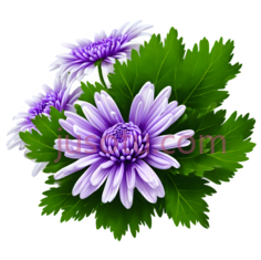 菊花,插画,紫色,绿色PNG