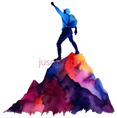 登山者,插画,蓝色, PNG
