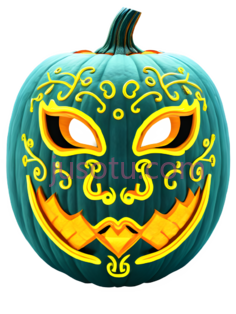 南瓜灯,雕刻,绿色,黄色PNG