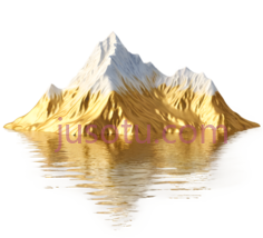 山,3D,金色,白色PNG