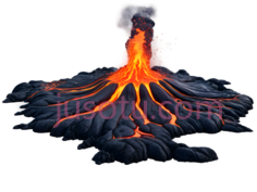 火山,插画,橙色,黑色PNG