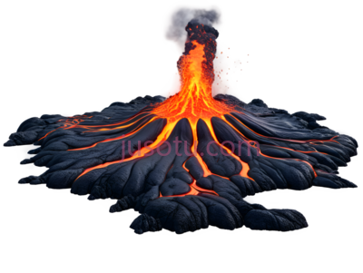 火山,插画,橙色,黑色, PNG