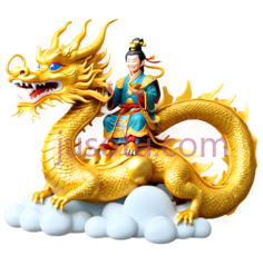财神,龙,官服,金块PNG