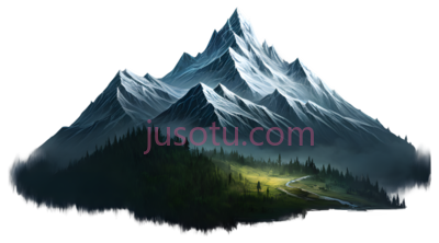 雪山,插画,蓝色,绿色, PNG