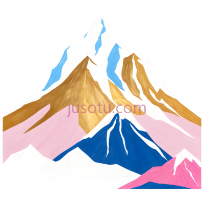 山峰,插画,白色,蓝色,金色,粉色, PNG