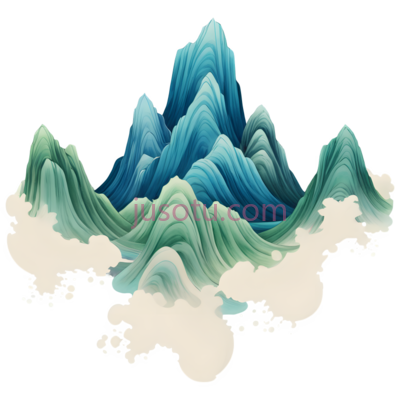 山峰,抽象,蓝色,绿色, PNG