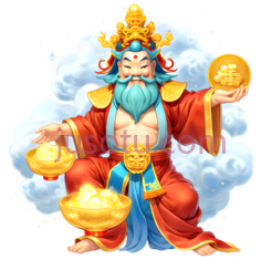 财神,卡通,红色,金色,蓝色PNG