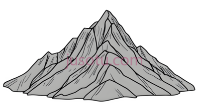 山峰,线条勾勒,白色, PNG