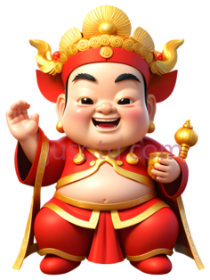 财神爷,卡通形象,红色,金色PNG