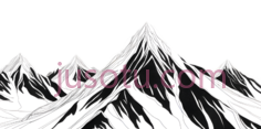 山脉,线条勾勒,白色PNG