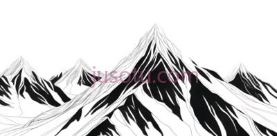 山脉,线条勾勒,白色, PNG