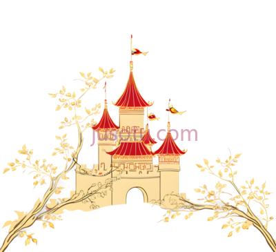 城堡,插画,黄色,红色, PNG
