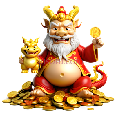 财神爷,龙,金币,卡通, PNG