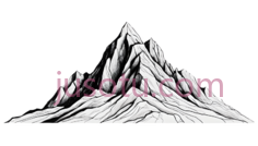 山峰,线条勾勒,白色PNG