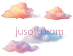云朵,卡通,粉色,橙色,蓝色PNG