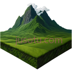 山峰,3D渲染,绿色PNG