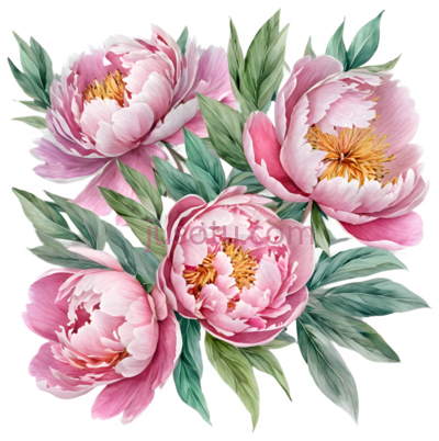牡丹,水彩画,粉色, PNG