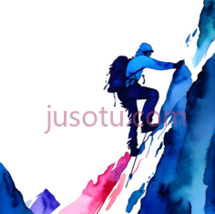 登山者,水彩画,蓝色,红色PNG