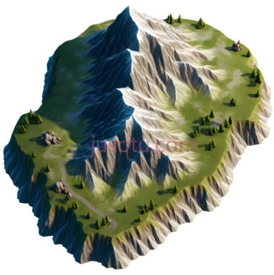 山,3D,绿色,白色,蓝色, PNG