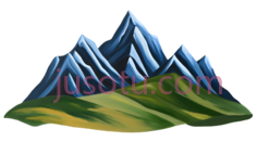 山峰,插画,蓝色,绿色PNG