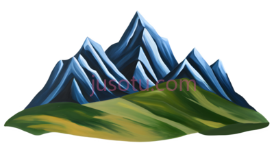 山峰,插画,蓝色,绿色, PNG